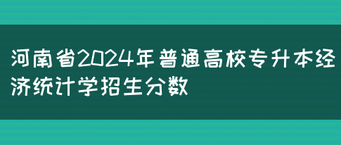 河南省2024年普通高校专升本经济统计学招生分数