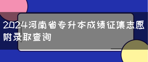 2024河南省专升本成绩征集志愿（附录取查询）