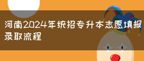 河南2024年统招专升本志愿填报录取流程